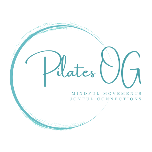 Logo for Pilates OG with a circular design on a white background
